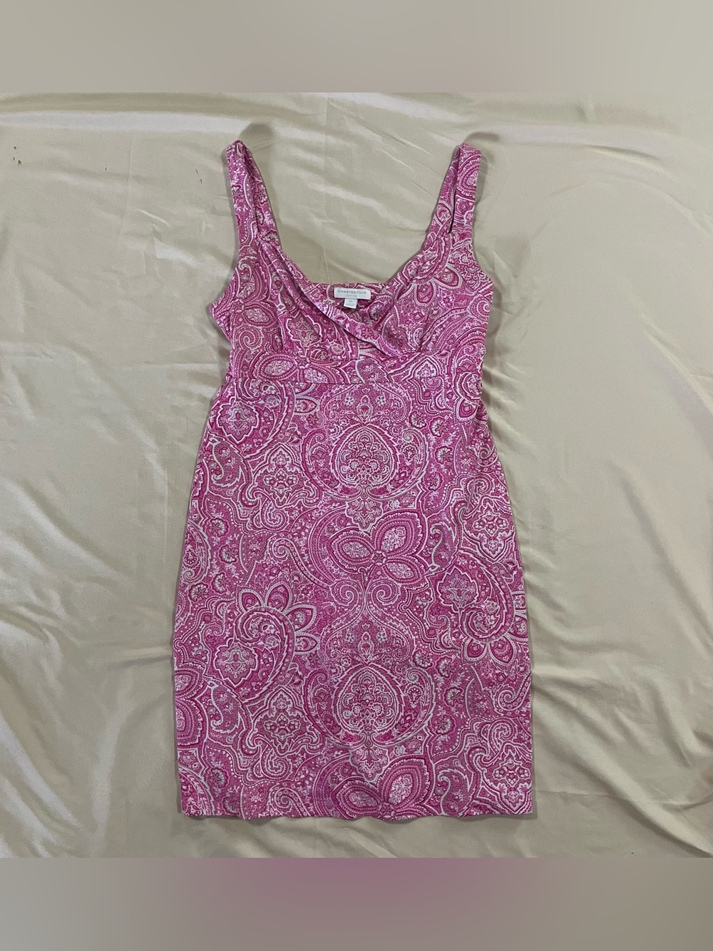 Charter Club Petite Pink Paisley Print Mini Dress Sleeveless Size PS